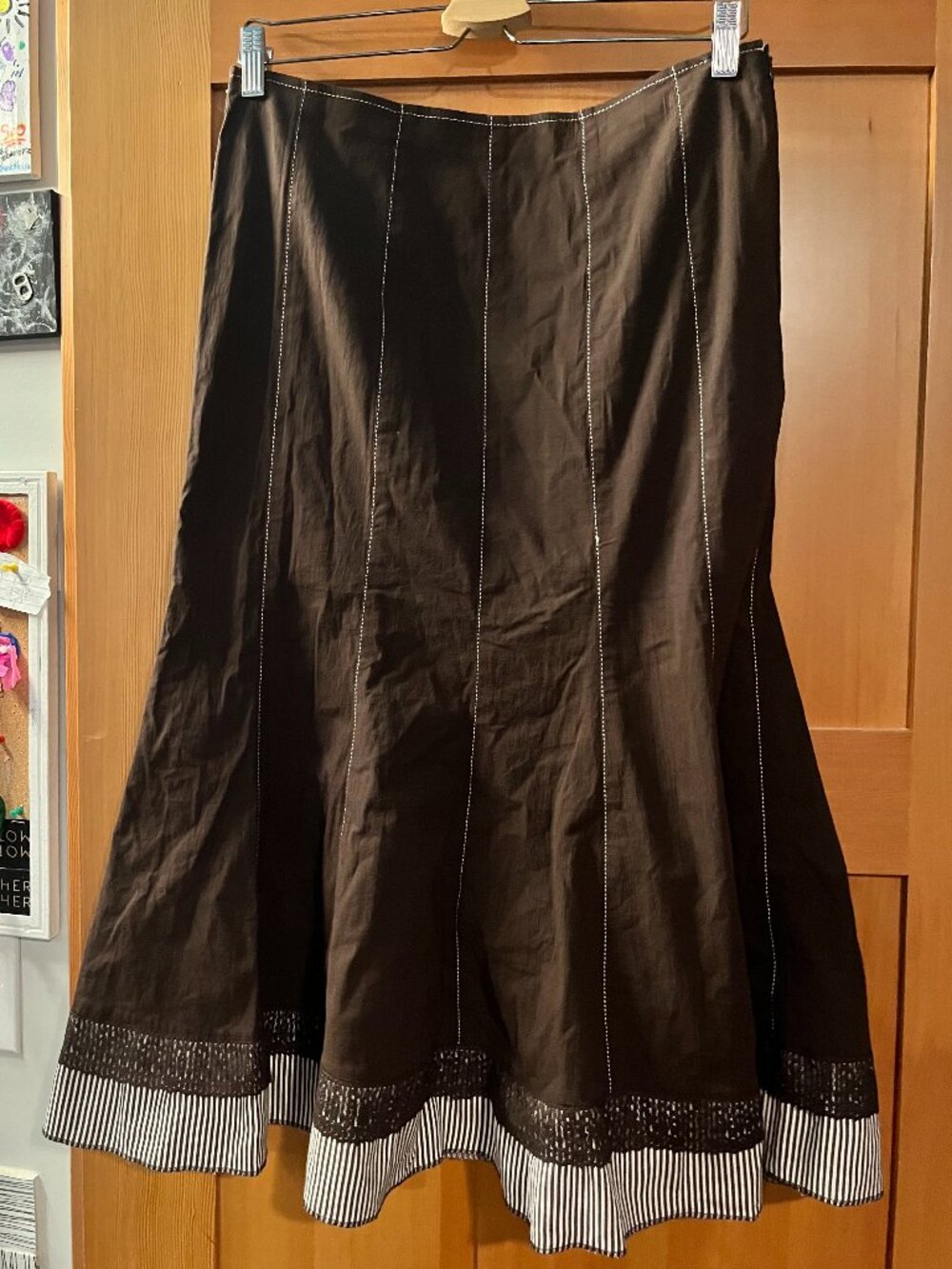 Brown Flared Y2K Maxi Skirt